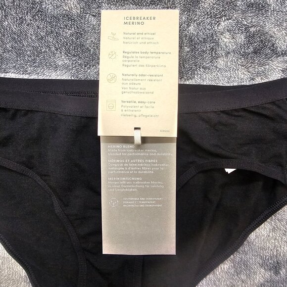 Icebreaker Siren Hipkini Panties womens XS Merino wool black sweat wicking Hike - Picture 4 of 15